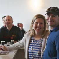 <p>Tara and Peter Cowles at their Aspetuck Brew Lab on opening day.</p>