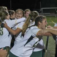 <p>The Hornets celebrate winning the section Tuesday at Brewster High.</p>
