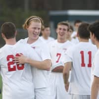 <p>Somers soccer players and coaches celebrated a regional victory over Vestal in early November, on the way to the program&#x27;s first state title.</p>