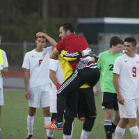 <p>Somers soccer players and coaches celebrated a regional victory in early November, on the way to the program&#x27;s first state title.</p>