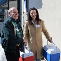 <p>Ridgewood Mayor Susan Knudsen is all smiles as she sets out to deliver meals.</p>