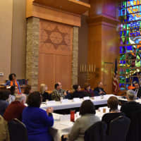 <p>The meeting was an effort to reassure the large Westchester Jewish community unnerved by a recent spate of bomb threats and swastika graffiti locally and nationwide.</p>