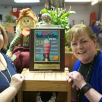 <p>Owner Cathy Meyer (L) and Kathy Craven with the store&#x27;s 2016 award for Best Consignment Shop in the Hudson Valley, handed out by Hudson Valley Magazine.</p>