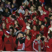 <p>Somers&#x27; 12th Man group cheers on the Tuskers at Kingston&#x27;s Dietz Stadium.</p>