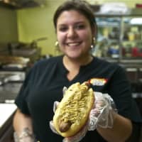 <p>One of the specialty hot dogs from City Dogs.</p>