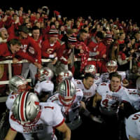 <p>Somers football players embraced the 12th Man cheering section immediately after the team&#x27;s NYS semifinal win at Dietz Stadium.</p>