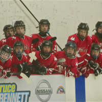 <p>The Fox Lane bench watches the action on the ice.</p>