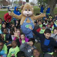 <p>Students at Marvin School in Norwalk celebrate Arbor Day with a tree-planting ceremony and a visit from &quot;Treetures.&quot;</p>