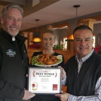 <p>Kelly Quinn (L) and Elle Quinn accept &#x27;Best Wings in Putnam&#x27; certificate from Daily Voice Director of Media Initiatives/Managing Editor Joe Lombardi.</p>