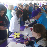 <p>Walkers register for Sunday&#x27;s event.</p>