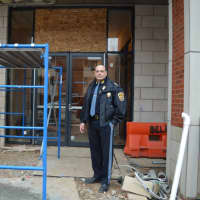 <p>Fairview Police Chief Martin Kahn outside of what will soon be the new police headquarters and municipal building on Anderson Avenue.</p>