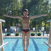 <p>Pound Ridge diver Augie Hibler took a first-place in the boys 13U competition Wednesday at Pound Ridge.</p>