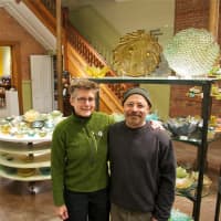 <p>Jennifer Smith (L) and Michael Benzer, two of Hudson Beach Glass&#x27;s four owners.</p>