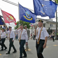 <p>The trooping of the flags in Sunday&#x27;s Memorial Day Parade in Bethel.</p>