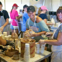 <p>Making those wildly popular 4-H milkshakes at the Dutchess County Fair.</p>