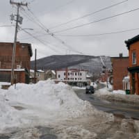 <p>Snow was piled high on the streets of Beacon.</p>