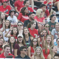 <p>Somers fans cheer on their team Thursday at Mahopac High School.</p>