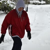 <p>Joanne Sullivan of Allendale was up early Thursday morning to walk around Crestwood Lake. When it snows, she trades in her running shoes for snowshoes to keep in shape.</p>