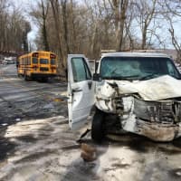 <p>Route 34 is closed in Monroe near the Stevenson Dam after a crash involving an empty school bus.</p>