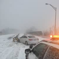 <p>Roads are slick and visibility is poor in Norwalk, so police are advising people to stay off the roads</p>