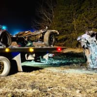 <p>The aftermath of a two-car crash on Route 25 in Wareham on Tuesday night, March 21</p>