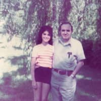 <p>Iris Dorbian, 11, and her father, Hirsch Dorbian, in their Fair Lawn backyard in the 1970s.</p>