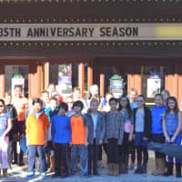 <p>Elementary string players from the Hendrick Hudson School District in front of the Paramount Hudson Valley the day of their performance with the Daisy Jopling Band.</p>