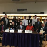<p>A panel of local leaders and student presenters took part in the recent #‎DemocracyIsNotASpectatorSport civics forum at New Rochelle High School.</p>