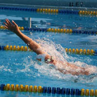 <p>HHSC backstroker in the boys’ event</p>