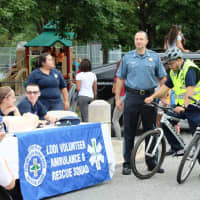 <p>Members of the Lodi Police Department and Volunteer Ambulance and Rescue Squad at National Night Out.</p>