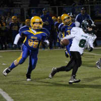 <p>Running back Matthew Mulligan put New Milford&#x27;s winning, and only, touchdown on the board against Lyndhurst.</p>