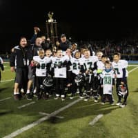 <p>New Milford Pee Wee Knights celebrate the Super Bowl win versus Lyndhurst.</p>