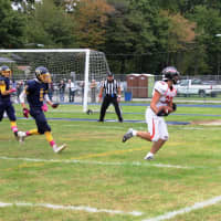<p>Aviator tight end Phil Miller scores Hasbrouck Heights second touchdown of the game.</p>