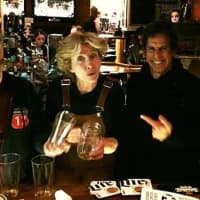 <p>Emma Thompson and Ben Stiller at Rhodes Tavern</p>