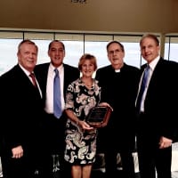 <p>(from left) John Mitchell, Mayor Thomas Calabrese, Janet Merrill, Epiphany Pastor Fr. Ken Evans and Gerald Calabrese Jr.</p>
