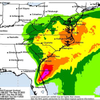 <p>Projected rainfall amounts for Ian through Tuesday, Oct. 4 from the National Hurricane Center.</p>