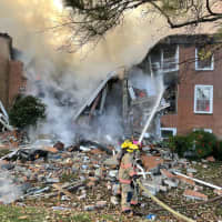 <p>Crews at the scene of the Gaithersburg explosion on Thursday morning.</p>