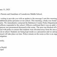 <p>The statement from Principal Ryan Warfel</p>