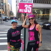 <p>Fishkill resident Dawn Fortis, right, a breast cancer survivor poses with a another walker at last year&#x27;s Avon 39 walk in New York City in 2016.</p>