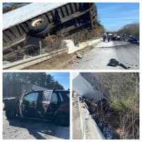 Truck Left Dangling From Bridge Following Crash On I-495 In Harvard