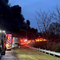 <p>The I-795 fire in Pikesville.</p>