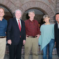 <p>Aspetuck Land Trust celebrated its 50th anniversary with (left to right)  David Brant (executive director of ALT), Mike Tetreau (Fairfield 1st Selectman), Ed Kanze (Naturalist), Lissy Newman (ALT board) and Tony  Hwang.</p>