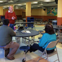 <p>Rutherford Superintendent of Schools Jack Hurley speaks to the crowd at his coffee meeting with residents Saturday morning, Nov. 21. </p>