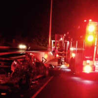<p>A driver was stuck inside a car after it was struck from behind by a pickup truck on I-95 northbound Tuesday night.</p>