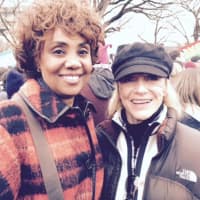 <p>Bedford residents MaryAnn Carr and Judy Aydelott at the Women&#x27;s March in Washington, D.C., on Saturday.</p>