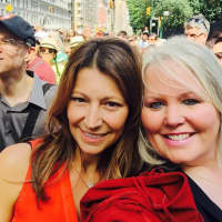 <p>Lori Rocco and Kathy Reilly Fallon in Central Park waiting for Pope Francis.</p>