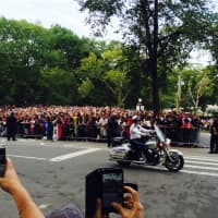 <p>Getting ready for Pope Francis&#x27; arrival in Central Park.</p>