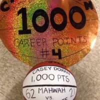<p>Doran&#x27;s teammates presented her with a ball for her 1,000th shot.</p>