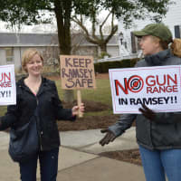 <p>Some residents opposed to a gun range opening in Ramsey demonstrated in front of borough hall Wednesday morning.</p>