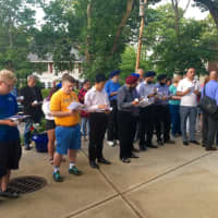 <p>Over 60 people gathered to mourn the victims of the Orlando shooting</p>